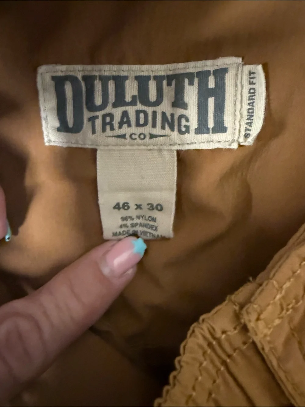 Duluth Trading Co Men’s 46x30 Tan Cargo Pants Standard Fit Stretch Nylon